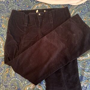 LONDONJEAN Black Corduroy Pants with Silver Button
